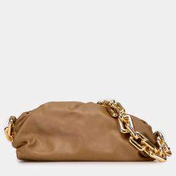 Pre Owned Bottega Veneta Brown Lambskin Chain Pouch