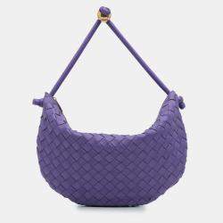 Pre Owned Bottega Veneta Purple Small Nappa Intrecciato Turn Pouch