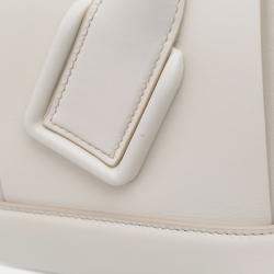Pre Owned Bottega Veneta White Medium Calfskin Maxi Intrecciato Arco Bag