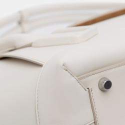Pre Owned Bottega Veneta White Medium Calfskin Maxi Intrecciato Arco Bag
