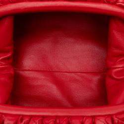 Pre Owned Bottega Veneta Red Nappa Intrecciato The Mini Pouch Crossbody
