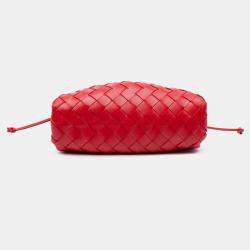 Pre Owned Bottega Veneta Red Nappa Intrecciato The Mini Pouch Crossbody