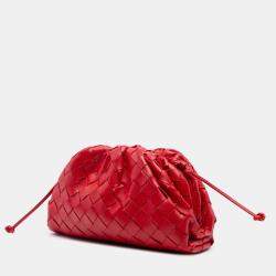 Pre Owned Bottega Veneta Red Nappa Intrecciato The Mini Pouch Crossbody