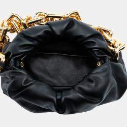 Pre Owned Bottega Veneta Black Small Lambskin Chain Pouch