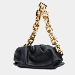 Pre Owned Bottega Veneta Black Small Lambskin Chain Pouch