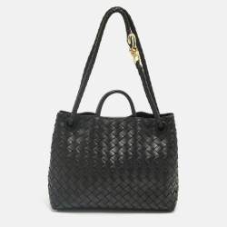 Pre Owned Bottega Veneta Black Intrecciato Leather Medium Andiamo Bag