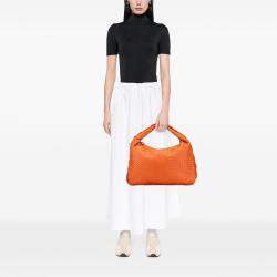 Pre Owned Bottega Veneta Orange Medium Nappa Intrecciato Fuzzy Veneta Hobo