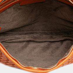 Pre Owned Bottega Veneta Orange Small Nappa Intrecciato Veneta Hobo