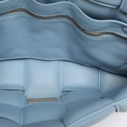 Pre Owned Bottega Veneta Light Blue Leather Cassette Padded Shoulder Bag