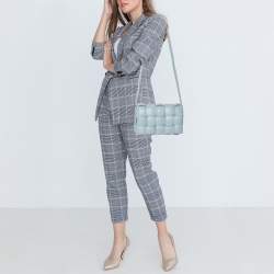 Pre Owned Bottega Veneta Light Blue Leather Cassette Padded Shoulder Bag
