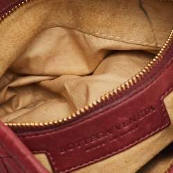 Pre Owned Bottega Veneta Red Intrecciato Leather Small Veneta Hobo