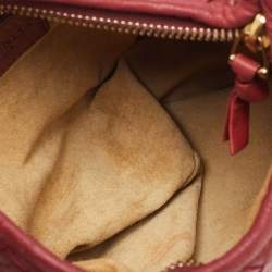 Pre Owned Bottega Veneta Red Intrecciato Leather Small Veneta Hobo