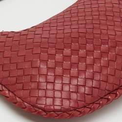 Pre Owned Bottega Veneta Red Intrecciato Leather Small Veneta Hobo