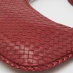Pre Owned Bottega Veneta Red Intrecciato Leather Small Veneta Hobo
