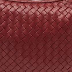 Pre Owned Bottega Veneta Red Intrecciato Leather Small Veneta Hobo