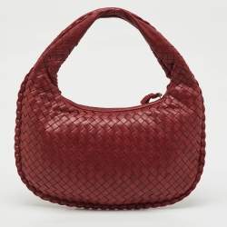 Pre Owned Bottega Veneta Red Intrecciato Leather Small Veneta Hobo