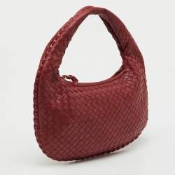 Pre Owned Bottega Veneta Red Intrecciato Leather Small Veneta Hobo