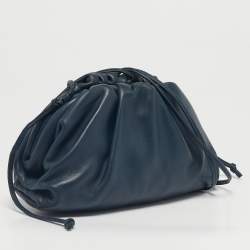 Pre Owned Bottega Veneta Blue Leather Mini The Pouch Bag