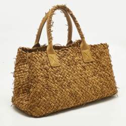 Pre Owned Bottega Veneta Mustard Intrecciato Leather Limited Edition 209/750 Cabat Tote