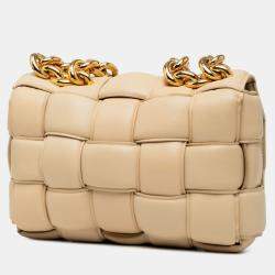 Pre Owned Bottega Veneta Brown Nappa Intrecciato Padded Chain Cassette Satchel
