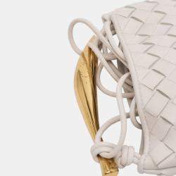 Pre Owned Bottega Veneta White Baby Lambskin Intrecciato Sardine