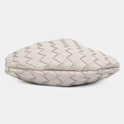 Pre Owned Bottega Veneta White Baby Lambskin Intrecciato Sardine
