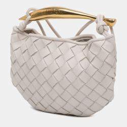 Pre Owned Bottega Veneta White Baby Lambskin Intrecciato Sardine