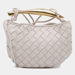 Pre Owned Bottega Veneta White Baby Lambskin Intrecciato Sardine