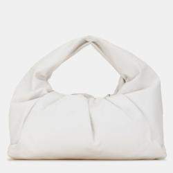 Pre Owned Bottega Veneta White Lambskin The Shoulder Pouch