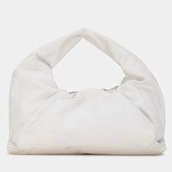 Pre Owned Bottega Veneta White Lambskin The Shoulder Pouch