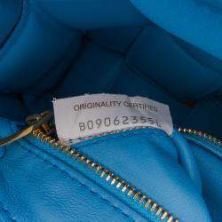 Pre Owned Bottega Veneta Blue Nappa Intrecciato Padded Chain Cassette Satchel