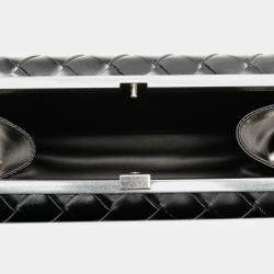 Pre Owned Bottega Veneta Black Spazzolato Intrecciato Box Messenger Bag