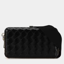 Pre Owned Bottega Veneta Black Spazzolato Intrecciato Box Messenger Bag