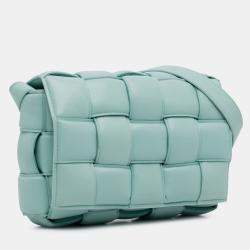 Pre Owned Bottega Veneta Blue Nappa Intrecciato Padded Cassette Crossbody