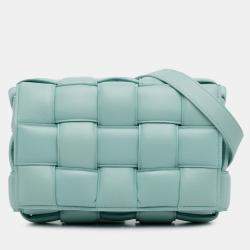 Pre Owned Bottega Veneta Blue Nappa Intrecciato Padded Cassette Crossbody