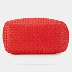 Pre Owned Bottega Veneta Red Nappa Intrecciato Brick Tote