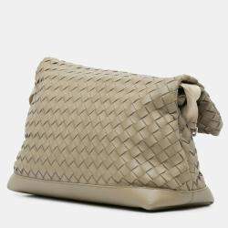 Pre Owned Bottega Veneta Beige Nappa Intrecciato Fold Over Crossbody