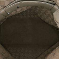 Pre Owned Bottega Veneta Beige Nappa Intrecciato Fold Over Crossbody