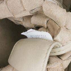 Pre Owned Bottega Veneta Beige Nappa Intrecciato Fold Over Crossbody