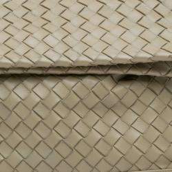 Pre Owned Bottega Veneta Beige Nappa Intrecciato Fold Over Crossbody