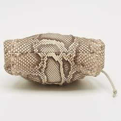 Pre Owned Bottega Veneta Beige Python Mini The Pouch Clutch