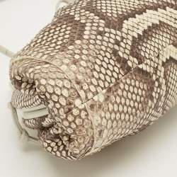 Pre Owned Bottega Veneta Beige Python Mini The Pouch Clutch