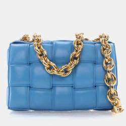 Pre Owned Bottega Veneta Blue Padded Cassette