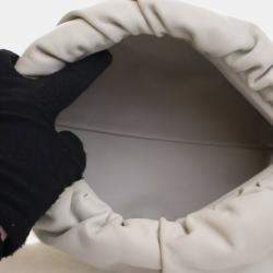Pre Owned Bottega Veneta White Lambskin The Chain Pouch
