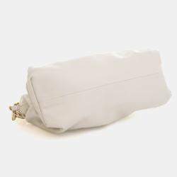 Pre Owned Bottega Veneta White Lambskin The Chain Pouch