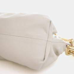 Pre Owned Bottega Veneta White Lambskin The Chain Pouch