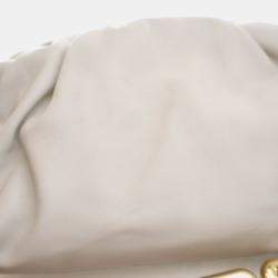Pre Owned Bottega Veneta White Lambskin The Chain Pouch