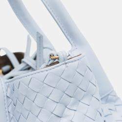 Pre Owned Bottega Veneta Blue Small Calfskin Intrecciato Pinacoteca Tote