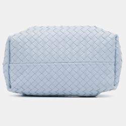 Pre Owned Bottega Veneta Blue Small Calfskin Intrecciato Pinacoteca Tote