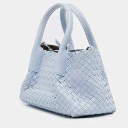 Pre Owned Bottega Veneta Blue Small Calfskin Intrecciato Pinacoteca Tote